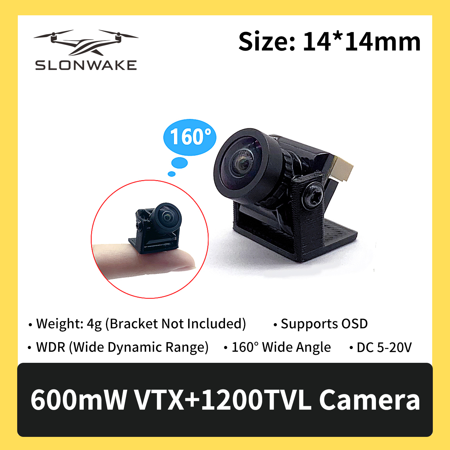 SLONWAKE 5.8G 600mW 7-24V FPV  – Drone Camera Wide Angle recenzja i cena